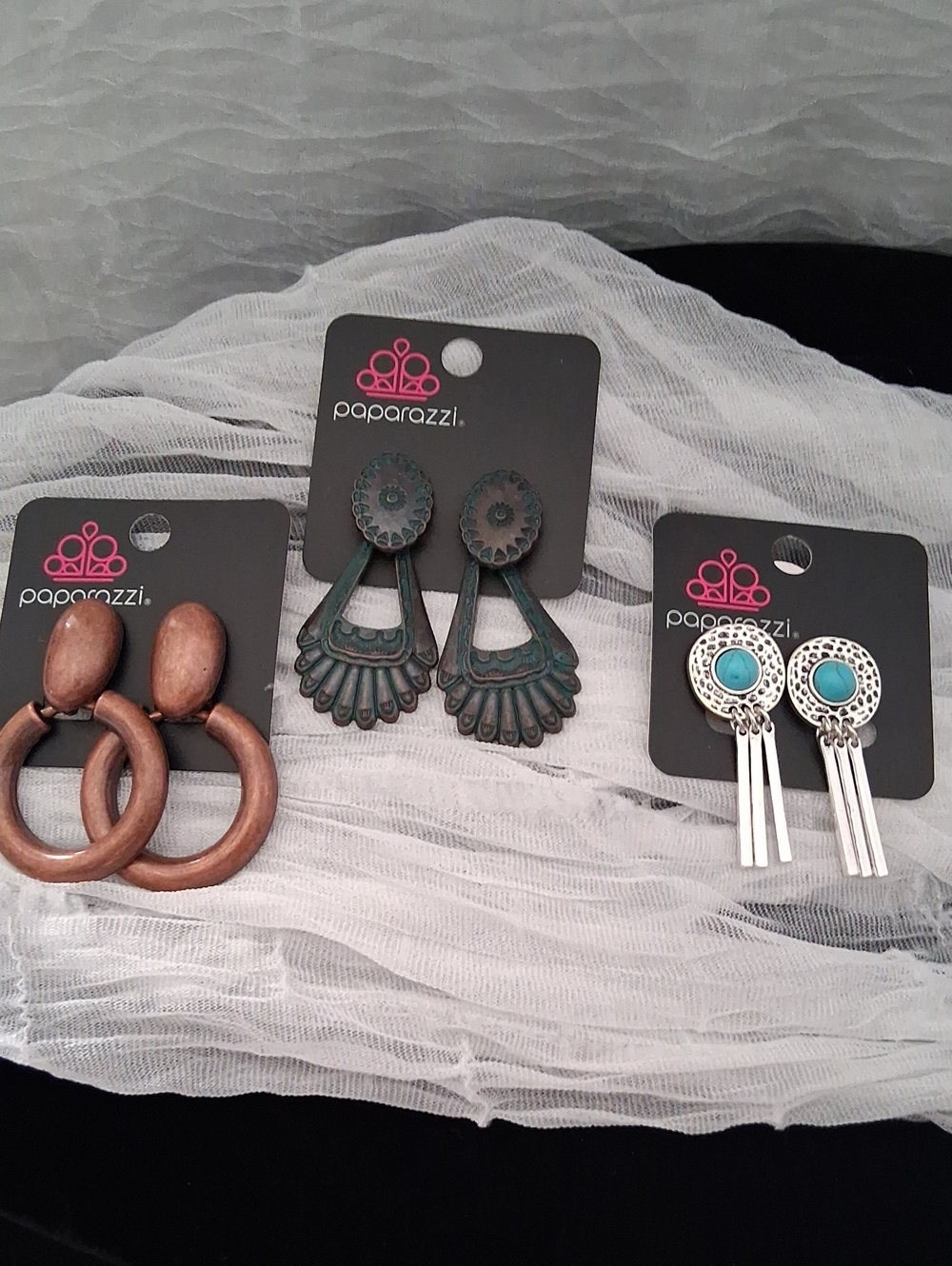 3 Poparazzi Clip On Earrings